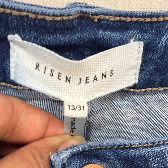 RISEN jEANS Stylish Distressed Blue Flare Jeans - Picture 2 of 10